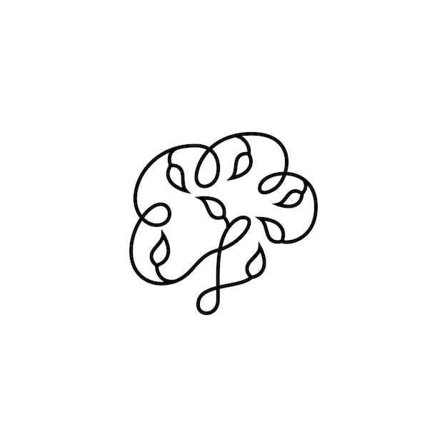 Brain Tree-logo-ontwerp in doorlopende lijnstijl