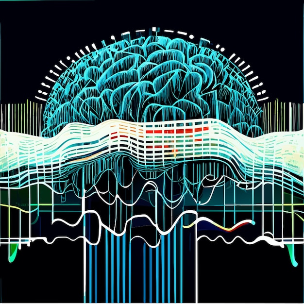 Vettore illustrazione vettoriale della depressione delle onde cerebrali