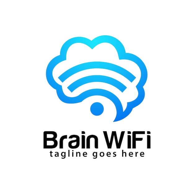 Brain wireless logo design template