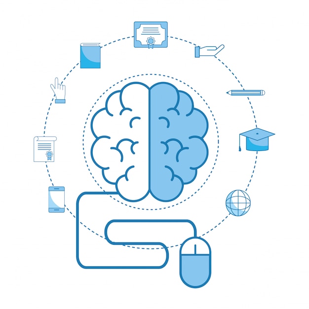 Cervello con diploma di educazione e diploma