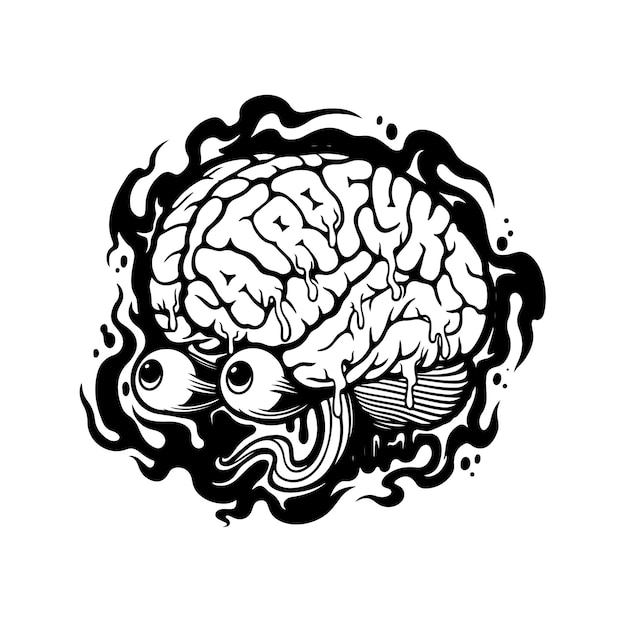 Vector brain with a logo