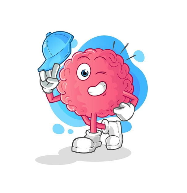 brain young boy character cartoon