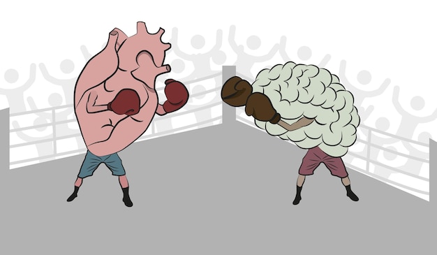 Vector brains vs hearts in the ring the ageold struggle of the mind against the feelings