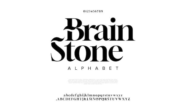 Brainstone premium luxe elegante alfabetletters en cijfers Elegante bruilofttypografieklassieker
