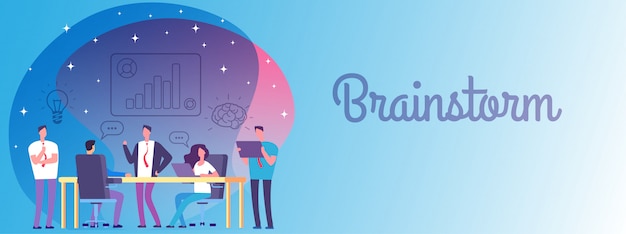 Brainstorm, modello di banner di lavoro di squadra affari