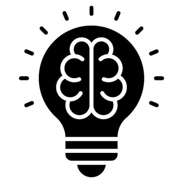 Brainstorm Glyph Solid Black Illustration