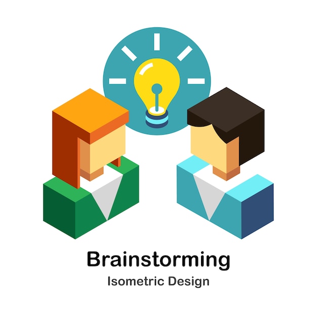 Brainstormen isometrische illustratie