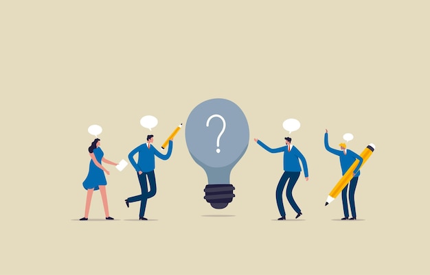 Brainstorming to collect new ideas Effective meeting discussions Illustration