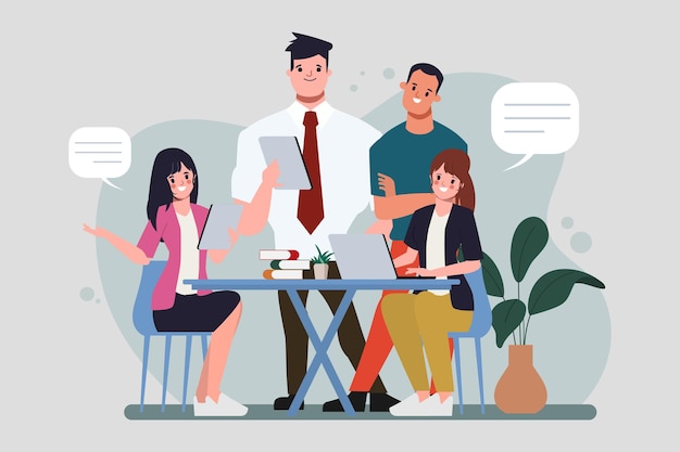 brainstorming teamwork character business people teamwork office character