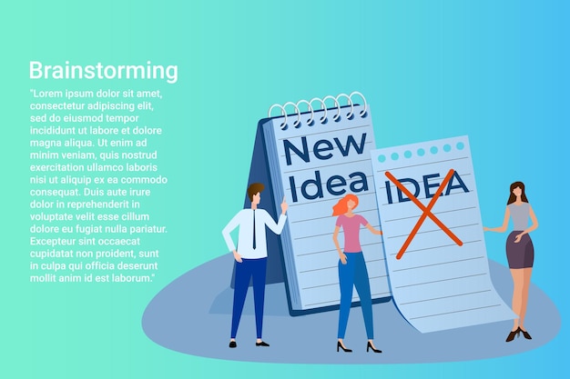 BrainstormingPeople come up with new ideas and develop a business strategyFlat vector illustration