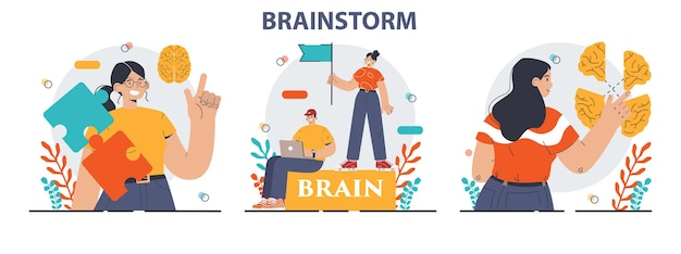 Brainstormset generatie van nieuwe ideeën in een groepsdiscussie