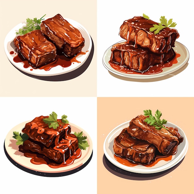 Braised beef ribs with barbecue sauce