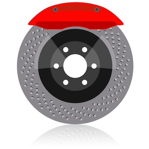 Vector brake disc with caliper vector illustration