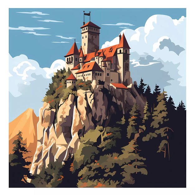 Vector bran castle in transylvania romania