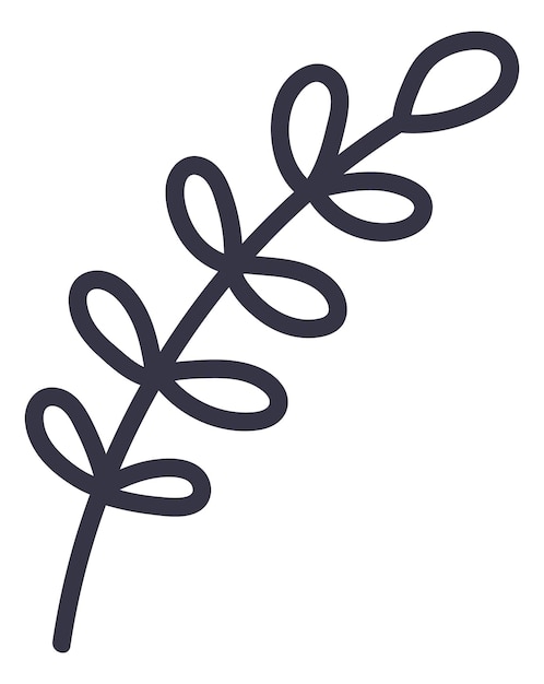 Branch doodle black line plant nature icon