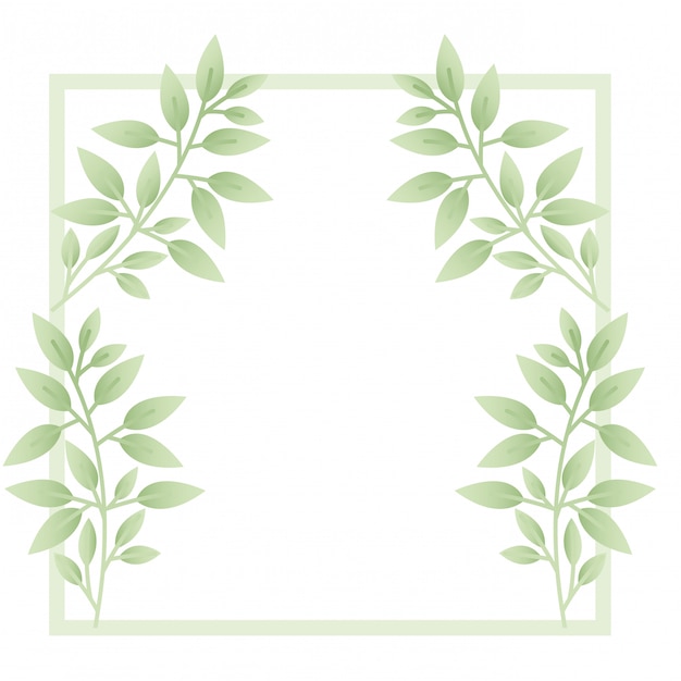 Branch and leaf with frame isolated icon