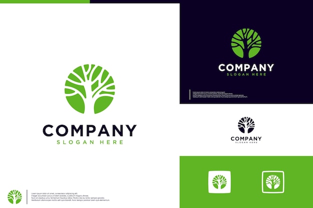 Vector branch logo garden template icon tree logo design inspiration