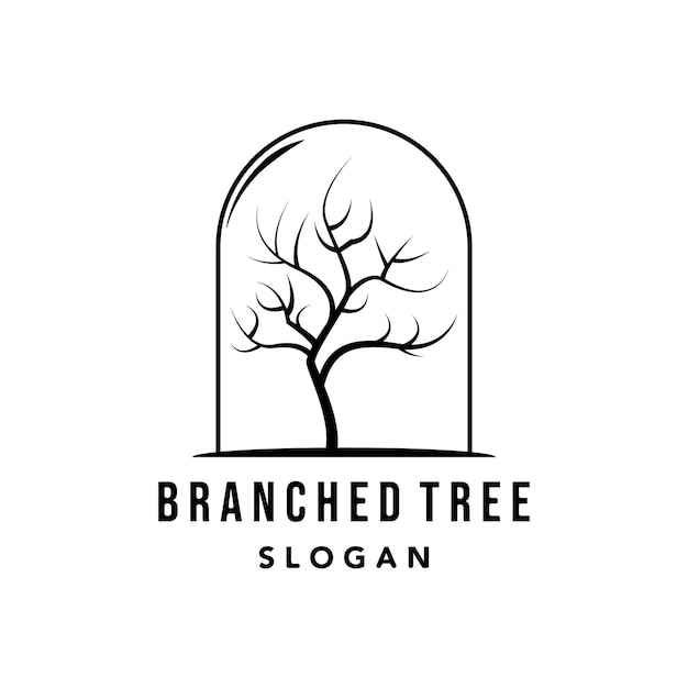 Branch logo line art vector minimalist illustration design