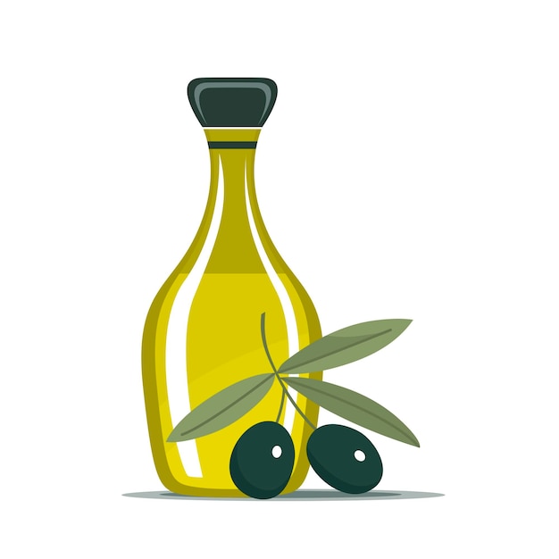 Vector branch of olives with leaves on a white background