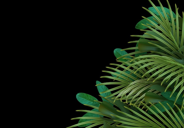 Вектор Филиал пальмы реалистичный. листья и ветви пальмы. тропический фон листьев. зеленая листва, узор тропических листьев. векторная иллюстрация