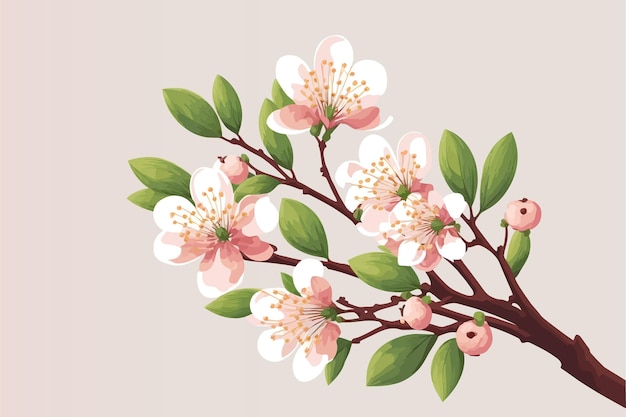 Branch of the Sakura tree illustration