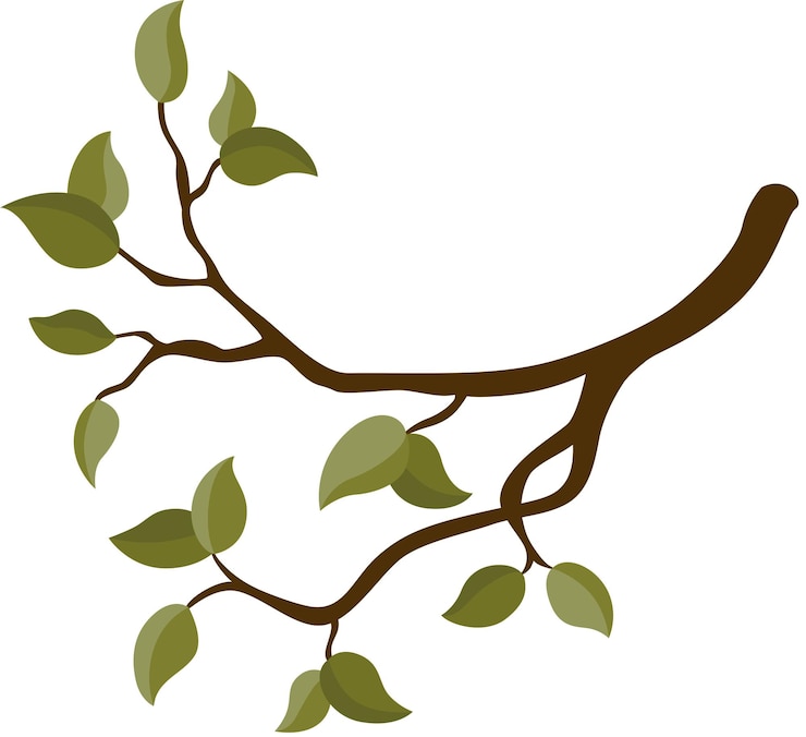 Vector branch tree with green leaves