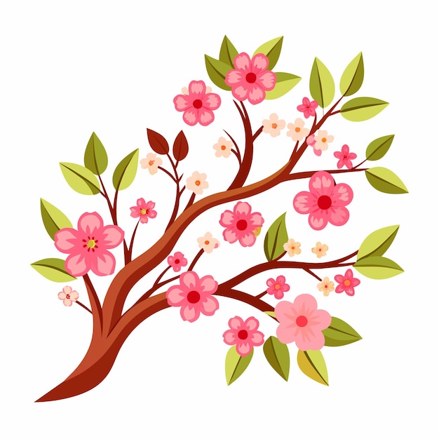 Vector branch with cherry blossoms vector illustration