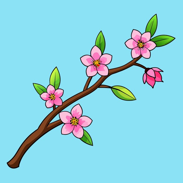 Vector branch with cherry blossoms vector illustration