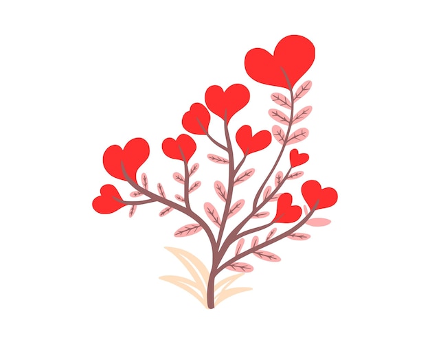 Branch with hearts Hand drawn vector illustration isolated on white background