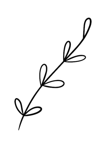 Branch with leaves plant nature forest doodle linear cartoon coloring