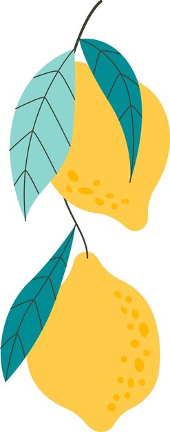 Vector branch with lemons and leaves