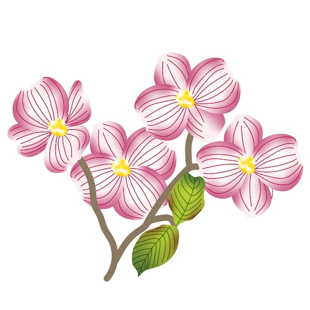 Vector branch with pink flowers print