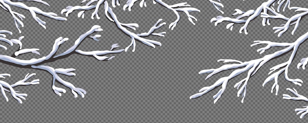 Vector branches covered with white snow