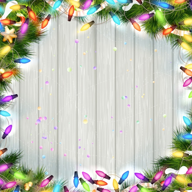 Branches and a garland as frame background