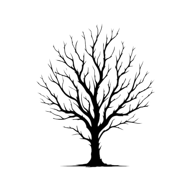 Branches silhouette dead tree Vector minimal naked tree vector isolated on white background