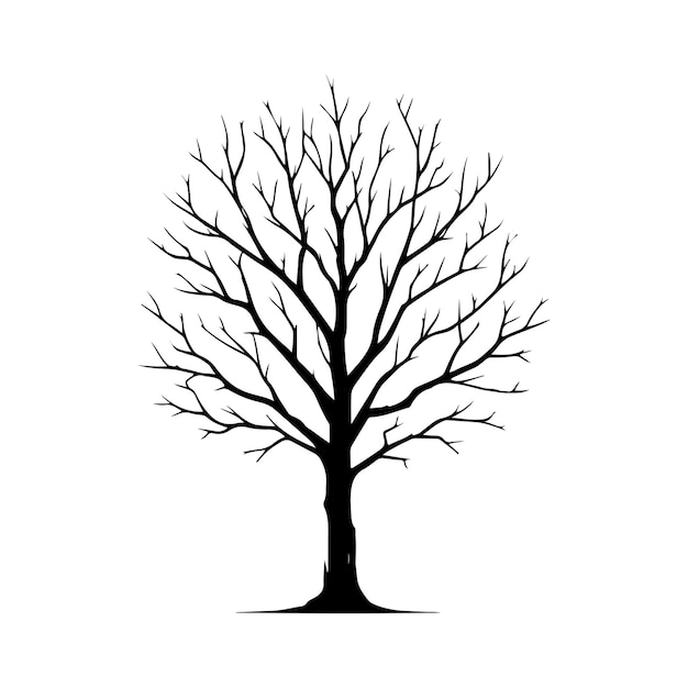 Branches silhouette dead tree Vector minimal naked tree vector isolated on white background