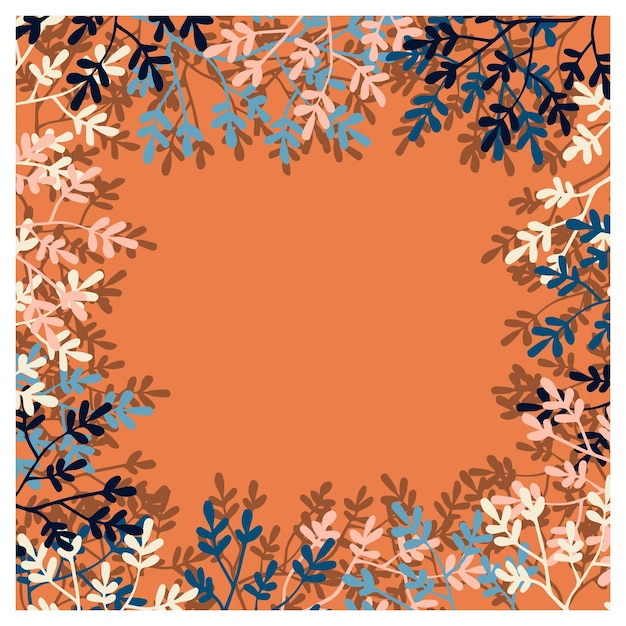 Branches with colorful leaves frame vector background