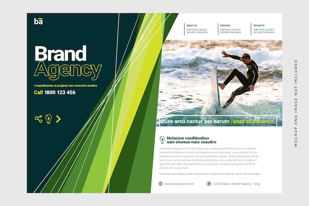 Brand Agency bijgewerkte groene flyer-sjabloon in vector