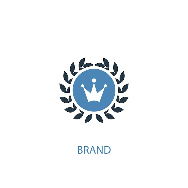 Icona colorata del concetto di marca 2. illustrazione semplice dell'elemento blu. design del simbolo del concetto di marchio. può essere utilizzato per ui/ux mobile e web