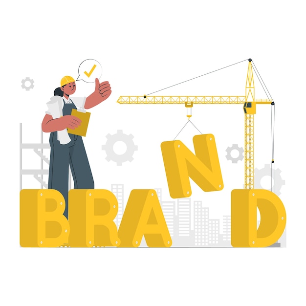 brand construction Semi Flat Illustrations vector