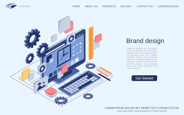brand design digital art flat 3d isometric vector concept illustration