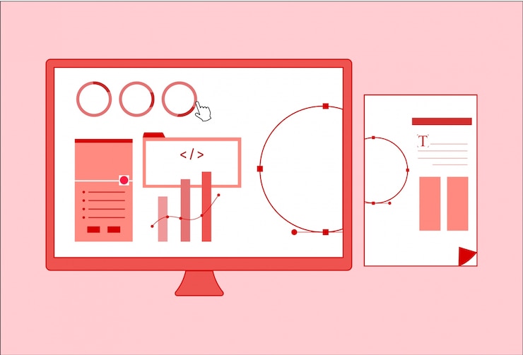 Vector brand design icon with red colors