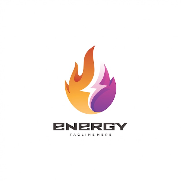 Brand en bliksem energie logo pictogram