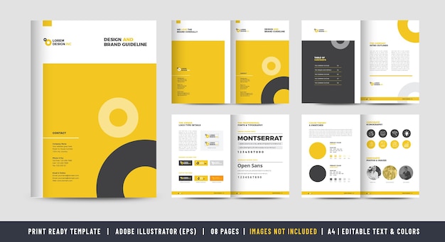 Vector brand guideline design or company theme and art direction guide or identity color sheet