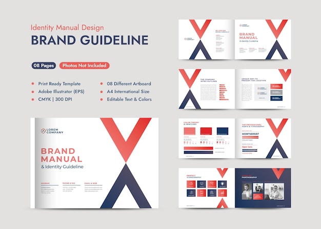 Vector brand guideline design or company theme and art direction guide or identity color sheet