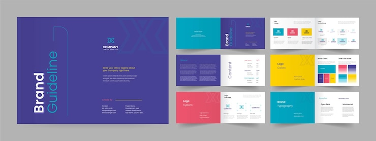 Vector brand guideline and minimalist style brand guideline template design
