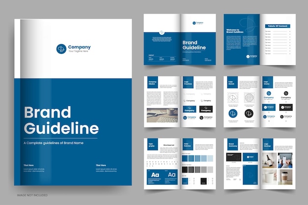 Brand guideline template design and brand manual brochure layout