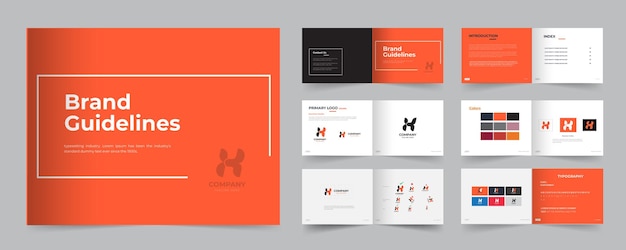 Vector brand guidelines design template or landscape brand guidelines template