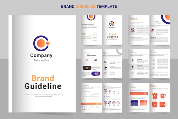 Brand Guidelines Manual Layout with orange color