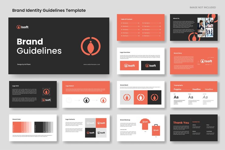 Vector brand guidelines presentation lauout and minimalist corporate brand identity guide template